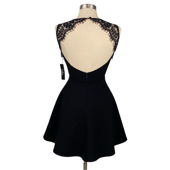 Lulus Need You Close Black Open Back Lace Detail Fit and Flare Mini Party Dress - Picture 6 of 16